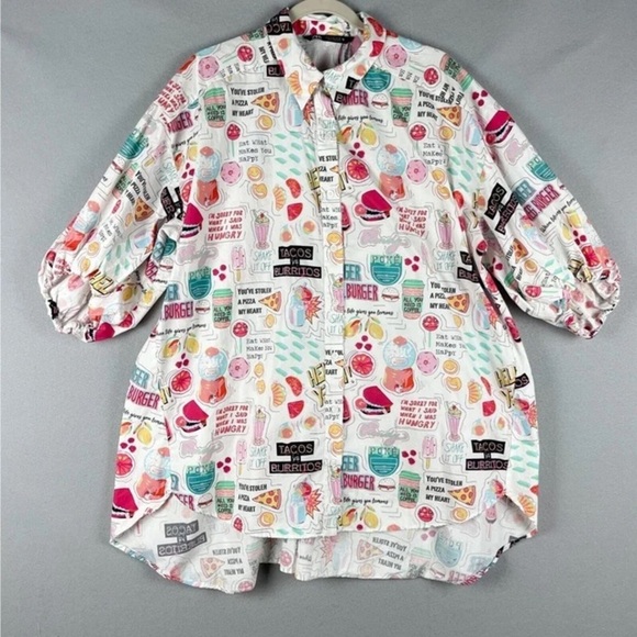 Zara Tops - Zara Colorful Graphic Print Button-Up Tunic OVERSIZED